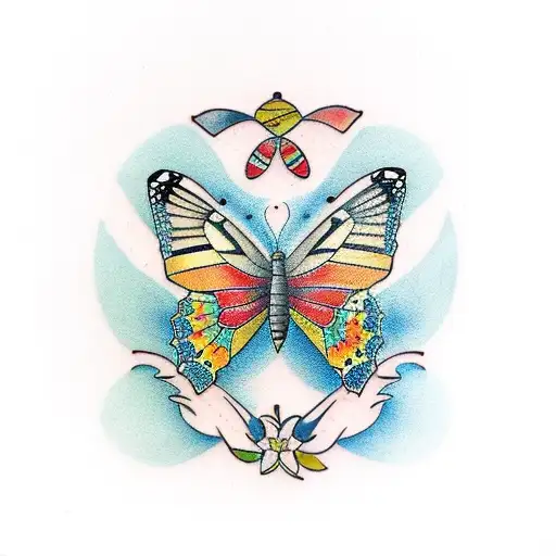 Butterfly with semicolon middle tattoo design idea