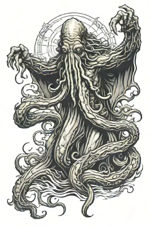 cthulhu rising from the sea tattoo design idea