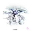 canadian larch tree with LSD molecule and owl created from the branches and a bicycle leaning against the tree trunk  tattoo design idea