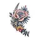 floral arm sleeve Australian native tattoo design idea