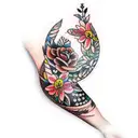 floral arm sleeve Australian native tattoo design idea