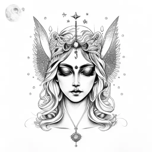 'Luna Divina' diana artemis goddess of love tattoo design idea
