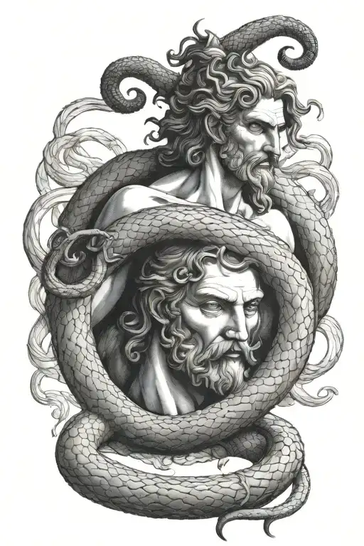 Ophiuchus - the god Asclepius holds two snakes, one good, the other evil tattoo design idea