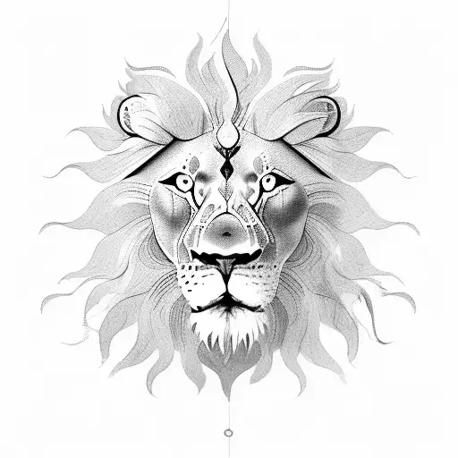 Lion and Sun tattoo design idea