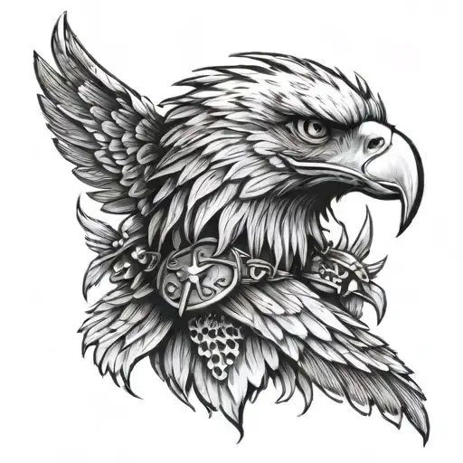 eagle warrior american flag incorporated tattoo design idea