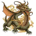 oriental dragon flying tattoo design idea