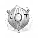 Balloons with the word lost tattoo design idea