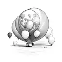 Balloons with the word lost tattoo design idea