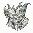 siamese twin head monster  tattoo design idea