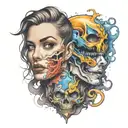 good side and bad Side tattoo design idea