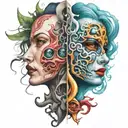 good side and bad Side tattoo design idea