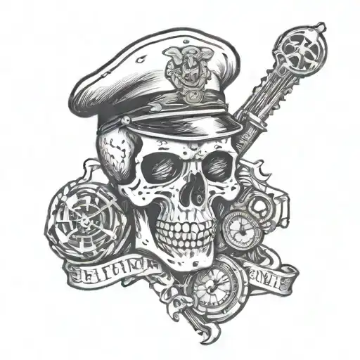 US Marine clock skull quote about "leaving here better than we found it" artist  tattoo design idea
