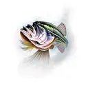 largemouth bass with a Luer in its mouth with  line spelling   Coleton tattoo design idea