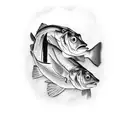 largemouth bass with a Luer in its mouth with  line spelling   Coleton tattoo design idea