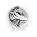 largemouth bass with a Luer in its mouth with  line spelling   Coleton tattoo design idea