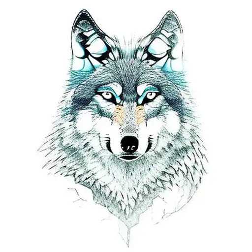 wolf in the wood near a camp having a fire tattoo design idea