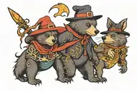 soulmate bear and witch tattoo design idea