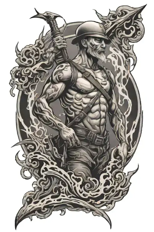 4th man in the fire  tattoo design idea