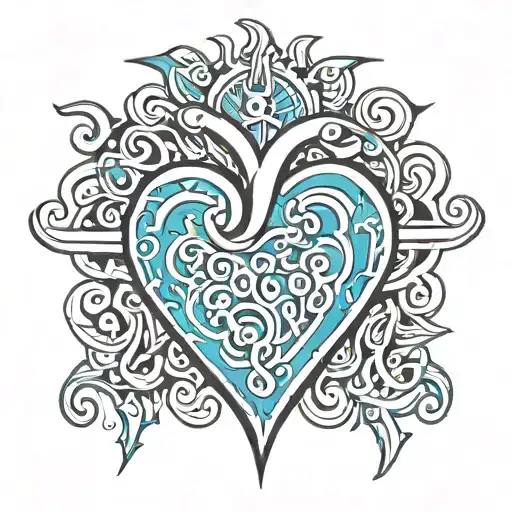 heart desise, tribal,  tattoo design idea