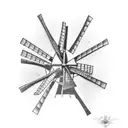 A windmill surrounded by cattle tattoo design idea