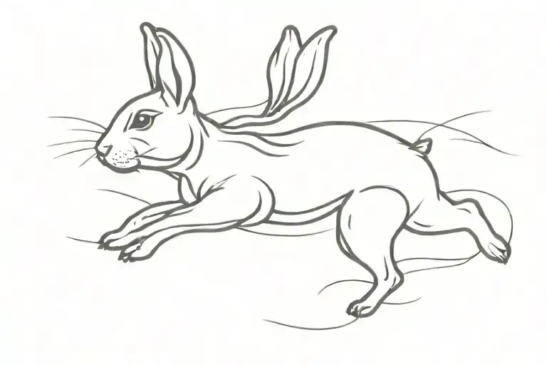 running rabbit surrounded tattoo design idea