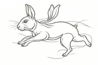 running rabbit surrounded tattoo design idea