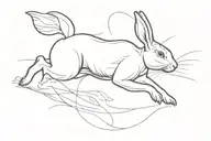 running rabbit surrounded tattoo design idea