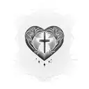  Cross with heart tattoo design idea
