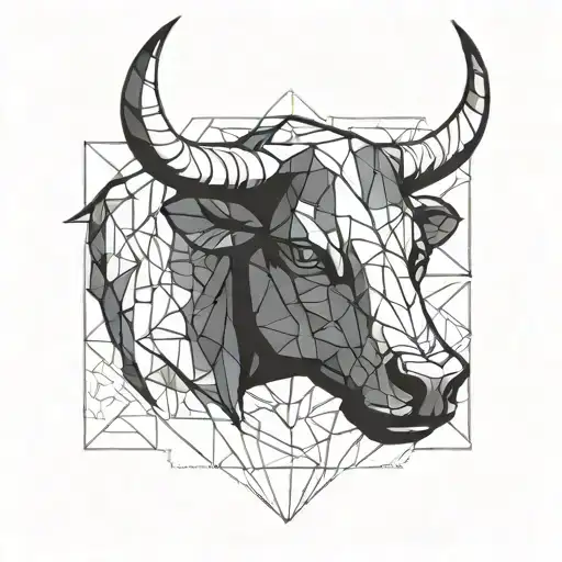 astrological sign bull head with the letter tattoo design idea