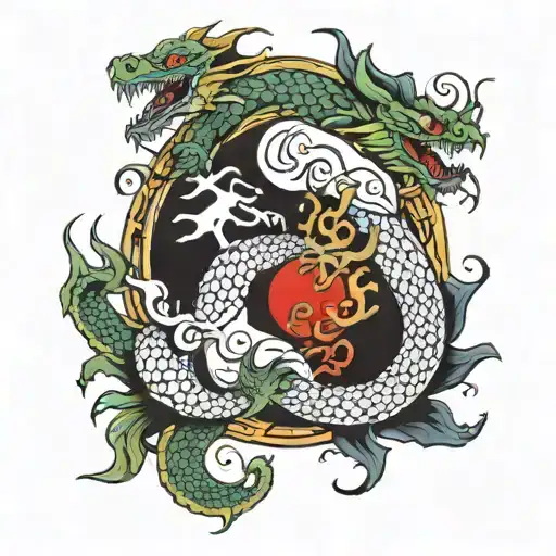 dragon yin and yang tattoo design idea