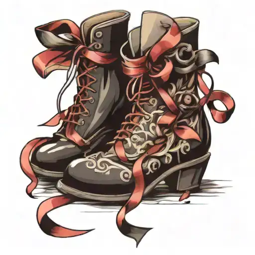 shoes with ribbons tattoo design idea