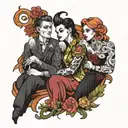 four people posing dramatically  tattoo design idea