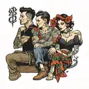 four people posing dramatically  tattoo design idea