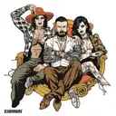 four people posing dramatically  tattoo design idea