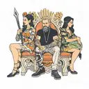 four people sitting on thrones tattoo design idea
