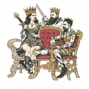 four people sitting on thrones tattoo design idea