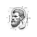 Stoic philosopher surrounded by intricate thieves' tools tattoo design idea