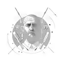 Stoic philosopher surrounded by intricate thieves' tools tattoo design idea