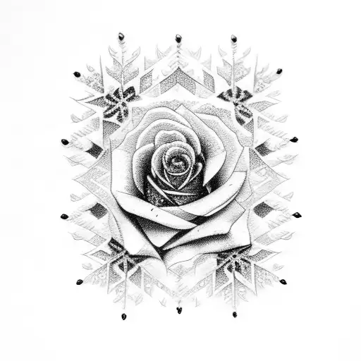 Black Rose with Snowflakes tattoo design idea