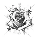 Black Rose with Snowflakes tattoo design idea