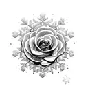 Black Rose with Snowflakes tattoo design idea