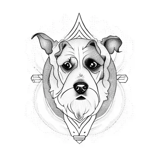 A blackwork tattoo design of a dog doing a jiu-jitsu move on a human, blending the client's love for dogs and bjj in a unique and creative way tattoo design idea