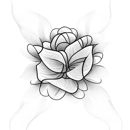 A minimalist tattoo of a bouquet of tulips with the stems forming the shape of a book, representing the love for both flowers and literature. tattoo design idea