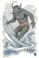 surfing devil tattoo design idea