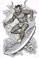 surfing devil tattoo design idea