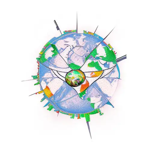 flat earthing tattoo design idea