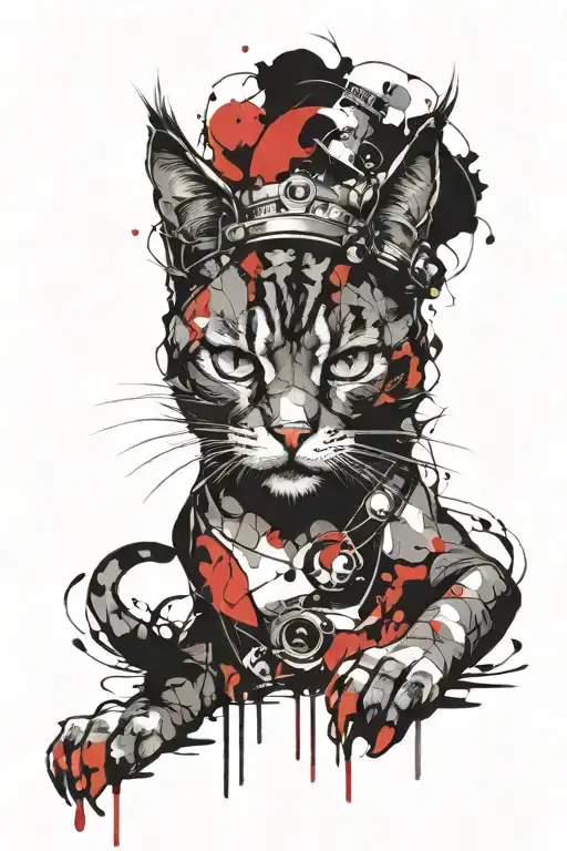 Angry cat tattoo design idea