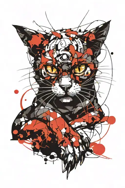 Angry cat sleeping tattoo design idea