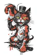 Angry cat playing tattoo design idea
