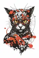 Angry cat sleeping tattoo design idea